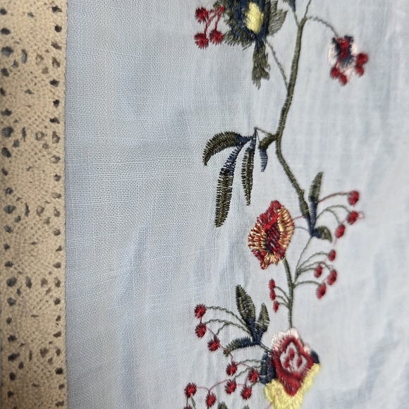 Praire Shirt Embroidered Light Blue Tunic Top Youthful - Picture 3 of 15